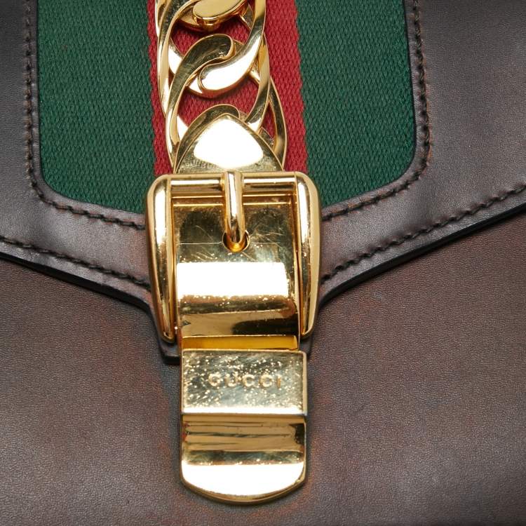 Pre Owned Gucci Black Leather Mini Sylvie Chain Shoulder Bag