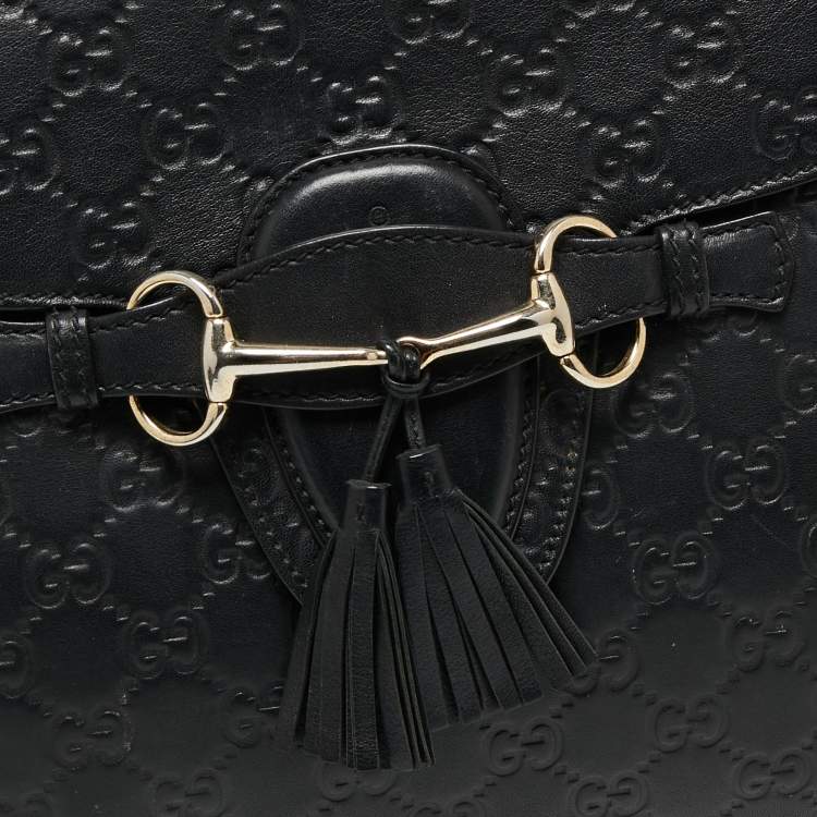 Pre Owned Gucci Black Guccisima Leather Emily Shoulder Bag