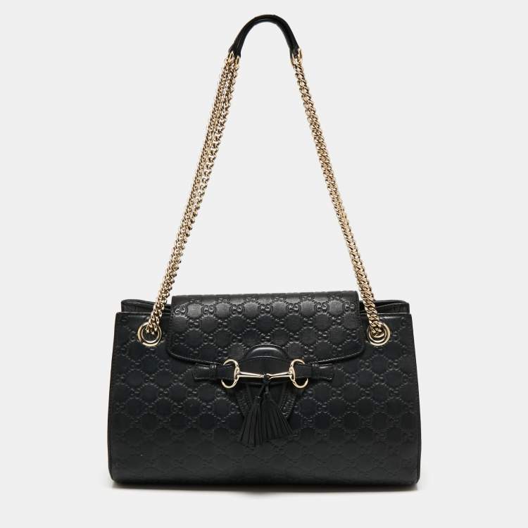 Pre Owned Gucci Black Guccisima Leather Emily Shoulder Bag