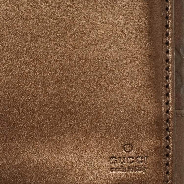Pre Owned Gucci Brown Guccissima Leather Heart Charm Continental Wallet