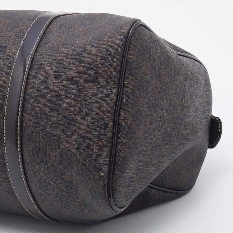 Pre Owned Gucci Dark Brown GG Supreme Canvas And Leather Joy Boston Bag