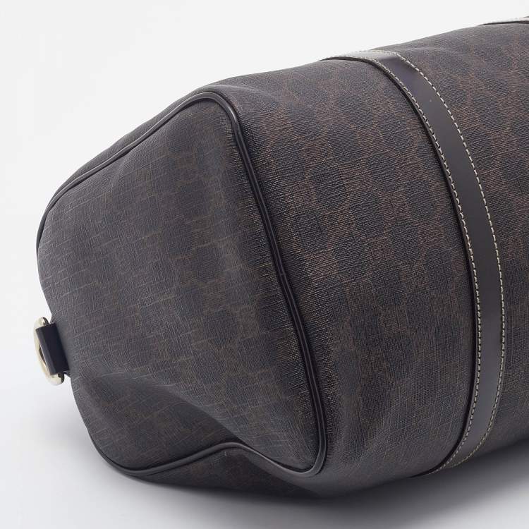 Pre Owned Gucci Dark Brown GG Supreme Canvas And Leather Joy Boston Bag