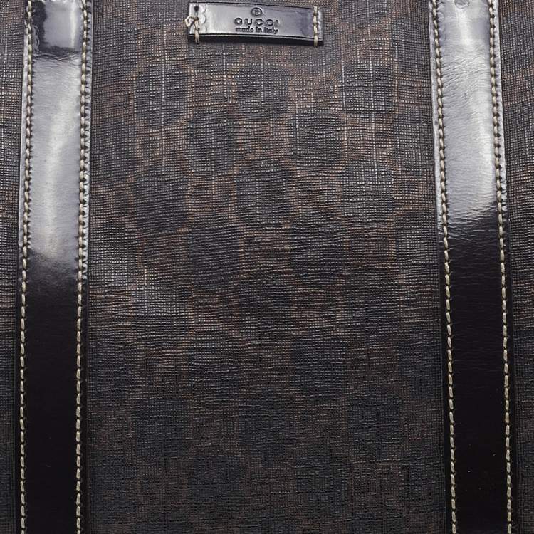 Pre Owned Gucci Dark Brown GG Supreme Canvas And Leather Joy Boston Bag