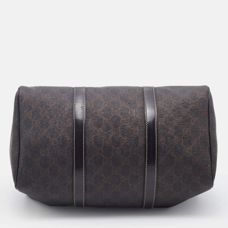 Pre Owned Gucci Dark Brown GG Supreme Canvas And Leather Joy Boston Bag