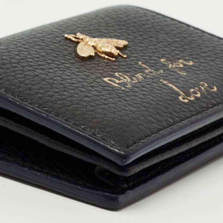 مملوكة مسبقًا Gucci Black Leather Animalier Card Case