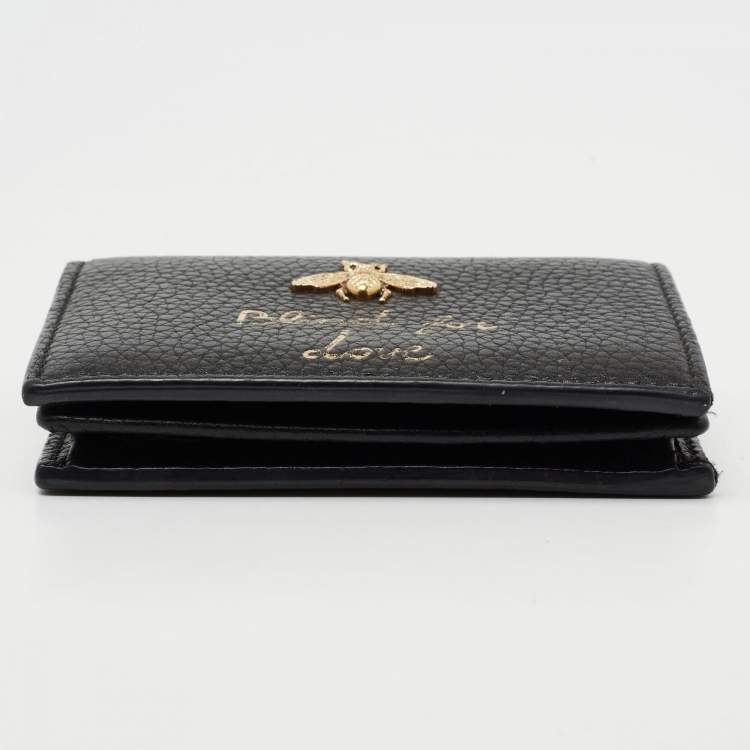 مملوكة مسبقًا Gucci Black Leather Animalier Card Case