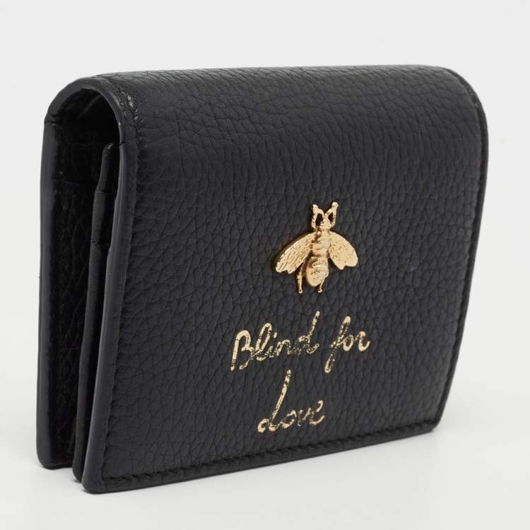 مملوكة مسبقًا Gucci Black Leather Animalier Card Case