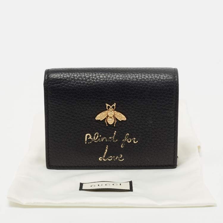 مملوكة مسبقًا Gucci Black Leather Animalier Card Case