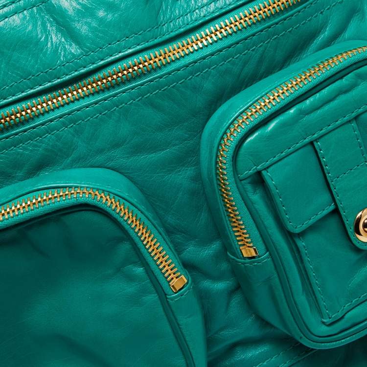 Pre Owned Gucci Green Leather Large Darwin Convertible Backpack