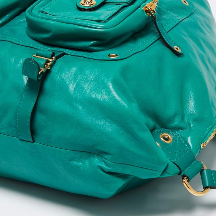 Pre Owned Gucci Green Leather Large Darwin Convertible Backpack