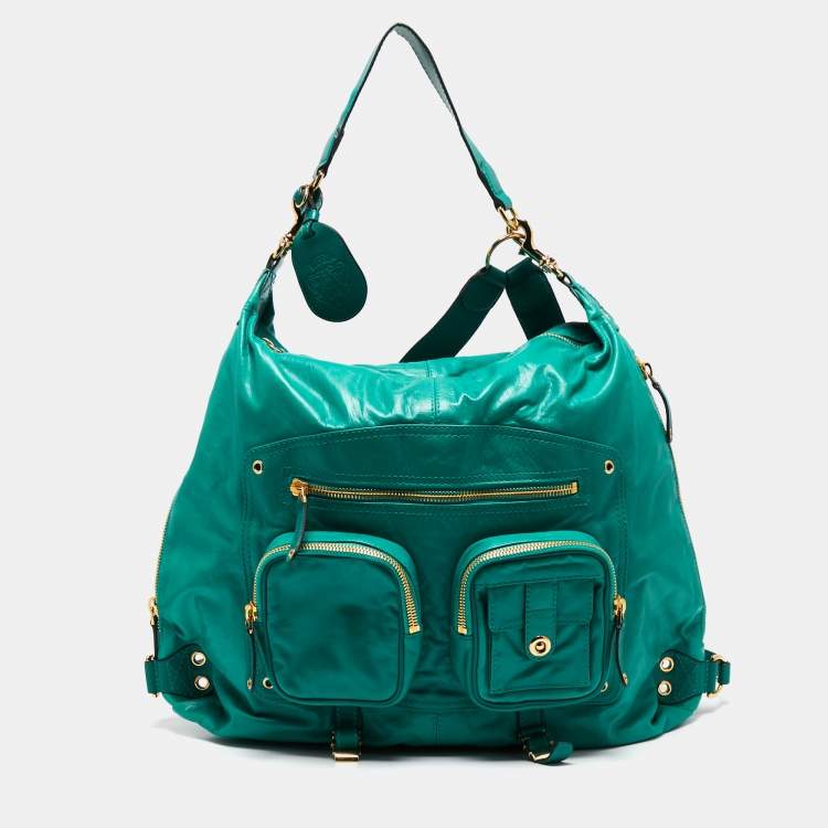 Pre Owned Gucci Green Leather Large Darwin Convertible Backpack