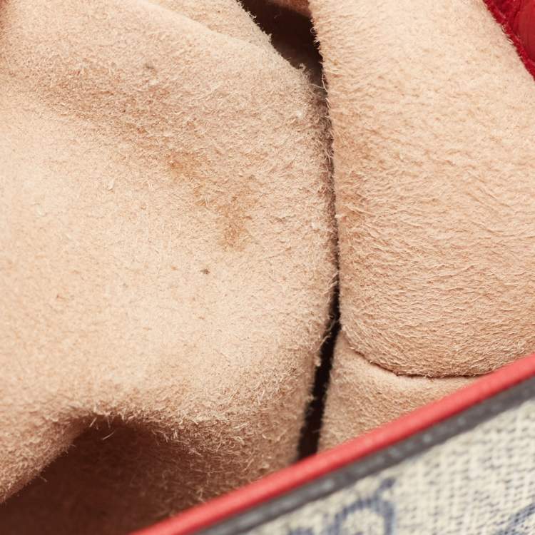 Pre Owned Gucci Beige/Red GG Supreme Canvas And Python Small Padlock Shoulder Bag