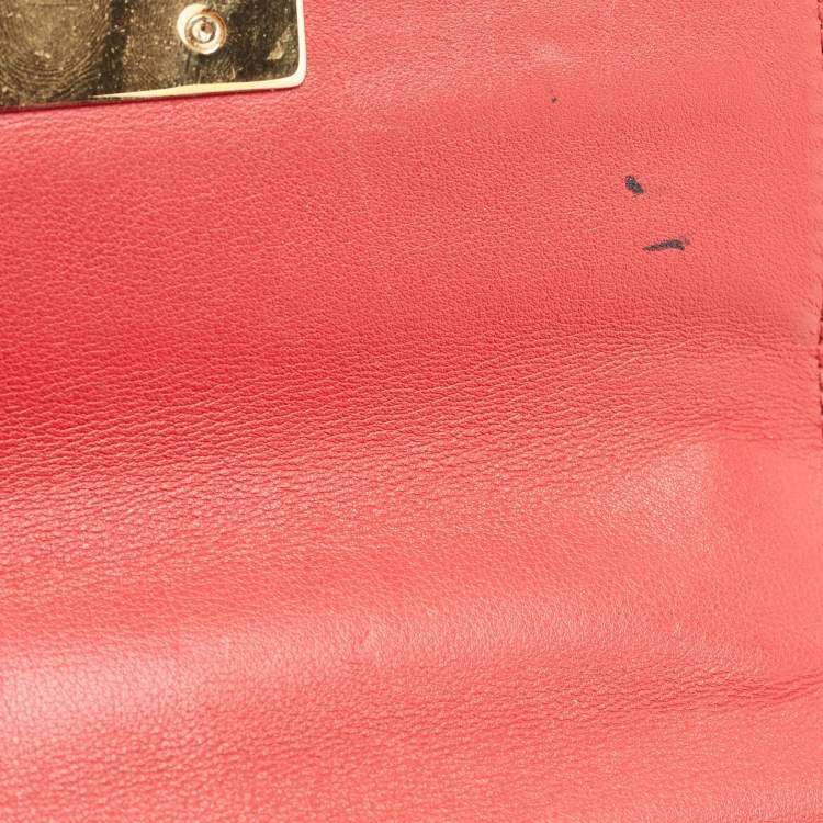 Pre Owned Gucci Beige/Red GG Supreme Canvas And Python Small Padlock Shoulder Bag