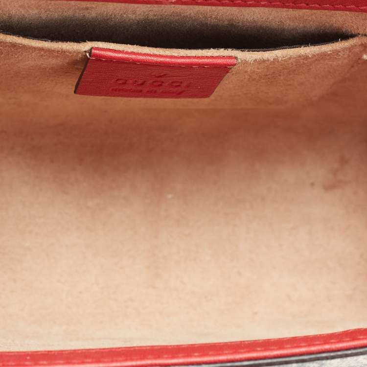 Pre Owned Gucci Beige/Red GG Supreme Canvas And Python Small Padlock Shoulder Bag