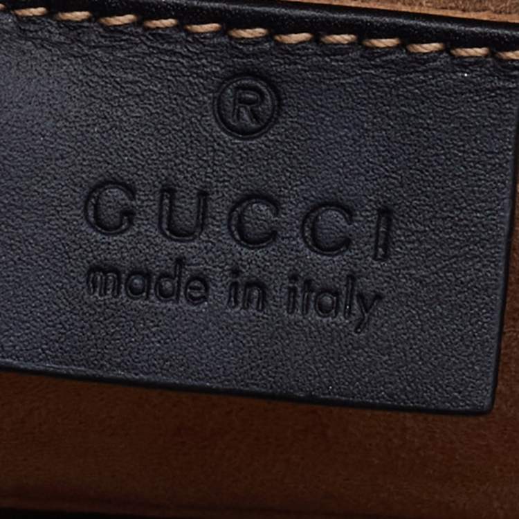 Pre Owned Gucci Black Leather Mini Web Chain Sylvie Top Handle Bag