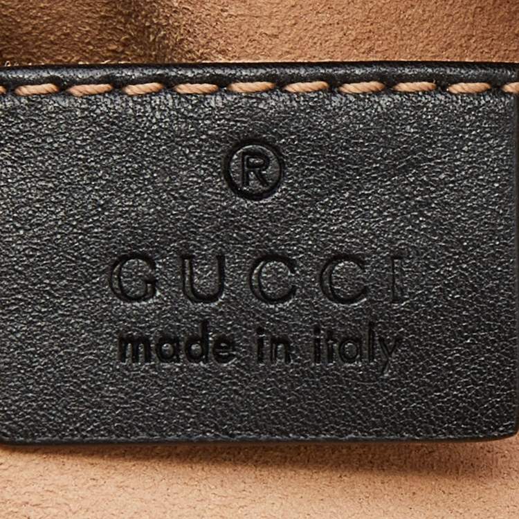 Pre Owned Gucci Black Matelassé Leather GG Marmont Belt Bag