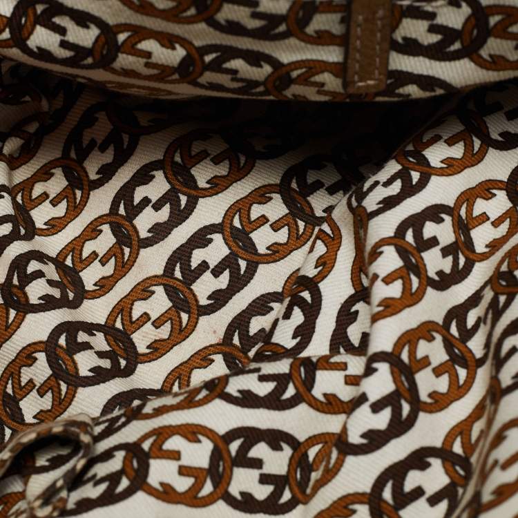 Pre Owned Gucci Beige/Gold GG Canvas And Leather Princy Tote 