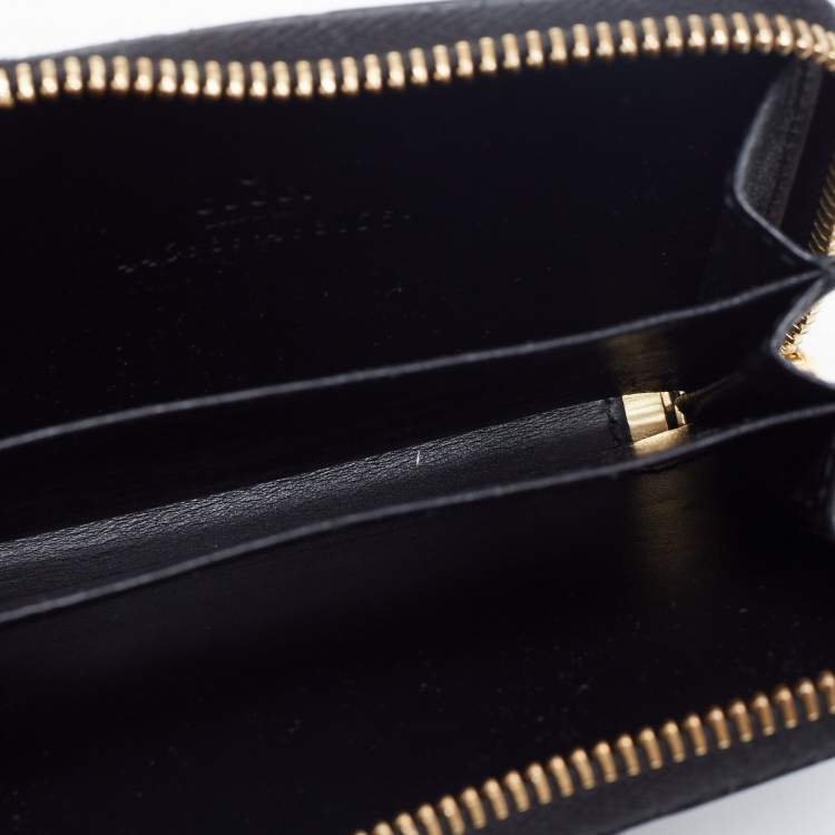 Pre Owned Gucci Black Guccissima Leather Zip Around Card Case