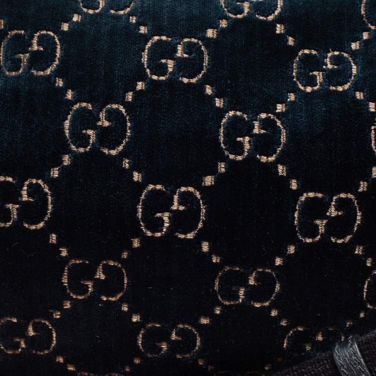 Pre Owned Gucci Blue GG Velvet Web Belt Bag