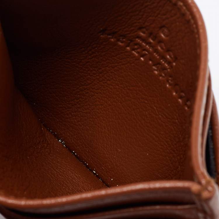 Pre Owned Gucci Brown Matelasse Leather GG Marmont Card Holder