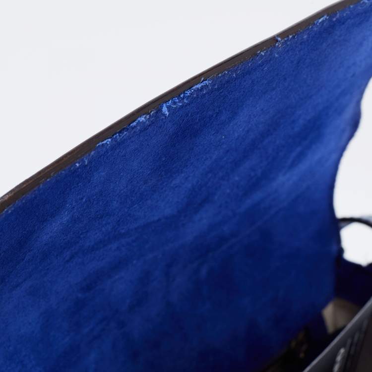 Pre Owned Gucci Blue Patent Leather Bright Bit Crossbody Bag