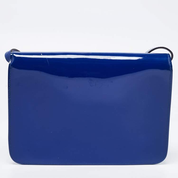 Pre Owned Gucci Blue Patent Leather Bright Bit Crossbody Bag