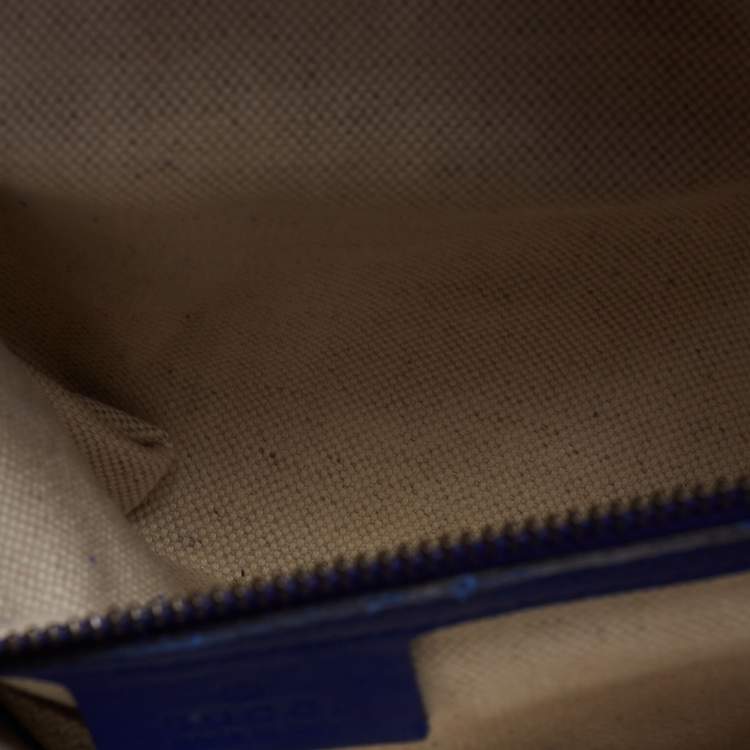 Pre Owned Gucci Blue Patent Leather Bright Bit Crossbody Bag