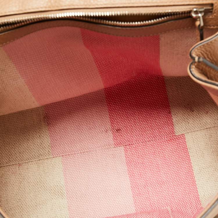 Pre Owned Gucci Beige Leather Medium Bamboo Daily Top Handle Bag