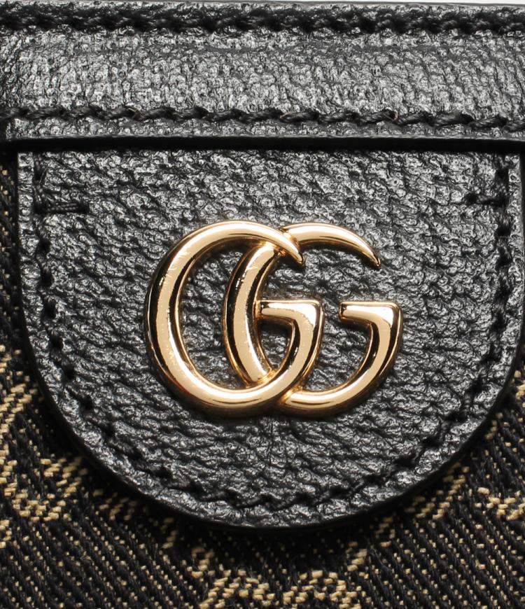 Pre Owned Gucci Black GG Coated Canvas Leather Medium Ophidia Tote Bag 