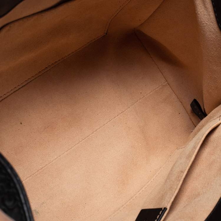 Pre Owned Gucci Black Guccissima Leather Small Padlock Tote