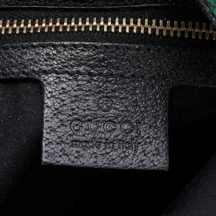 Pre Owned Gucci Black GG Canvas and Web Bamboo Ring Hobo