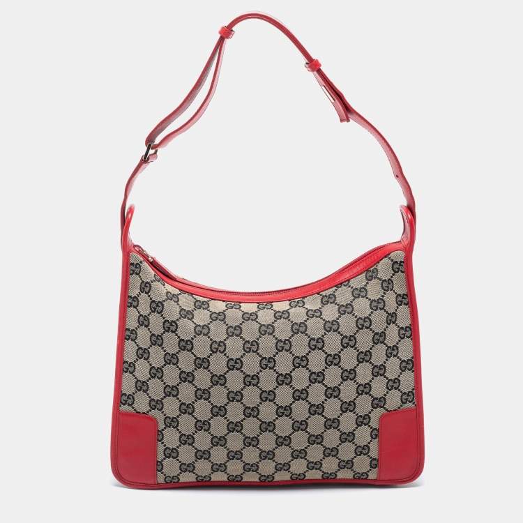 Gucci Beige/Red GG Canvas and Leather Shoulder Bag Gucci TLC US
