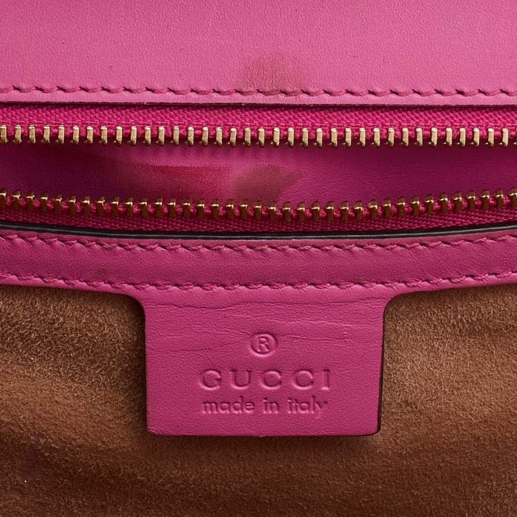 Pre Owned Gucci Pink Leather Medium Sylvie Top Handle Bag