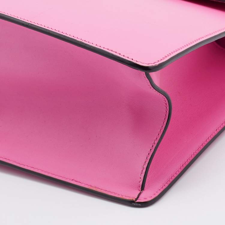 Pre Owned Gucci Pink Leather Medium Sylvie Top Handle Bag