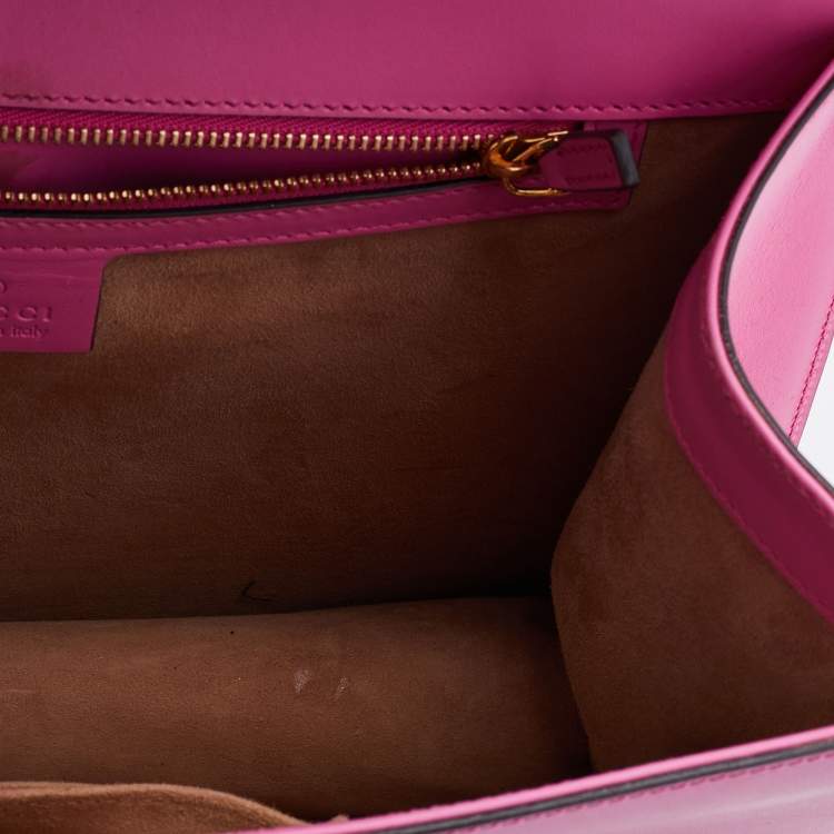 Pre Owned Gucci Pink Leather Medium Sylvie Top Handle Bag