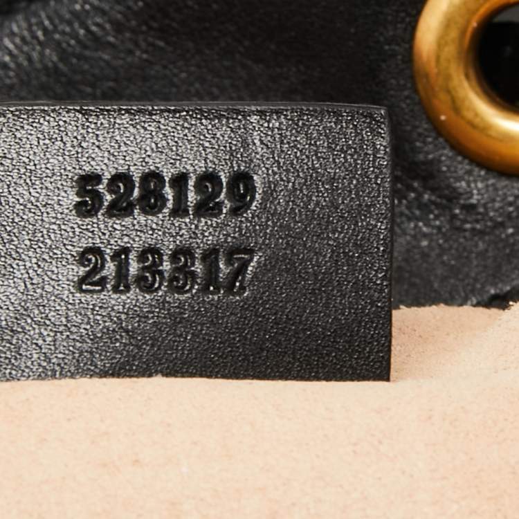 Pre Owned Gucci Black Matelassé Leather GG Marmont Backpack