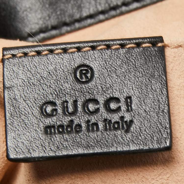 Pre Owned Gucci Black Matelassé Leather GG Marmont Backpack