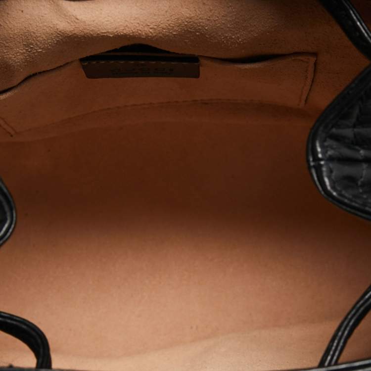 Pre Owned Gucci Black Matelassé Leather GG Marmont Backpack