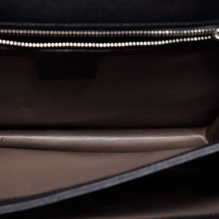 Pre Owned Gucci Black Leather Medium Interlocking G Shoulder Bag