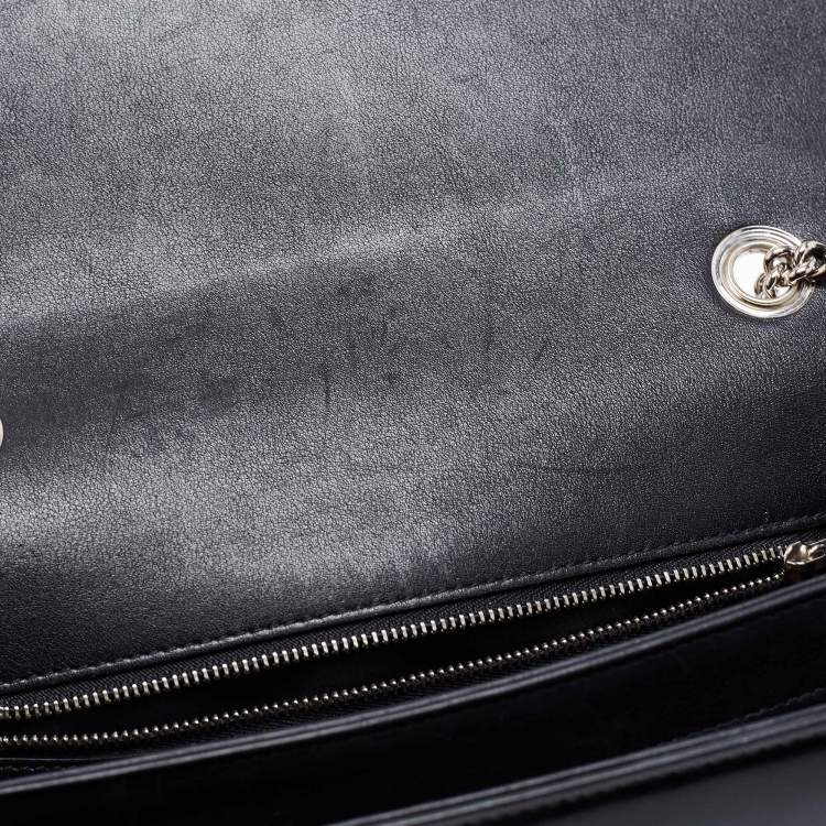 Pre Owned Gucci Black Leather Medium Interlocking G Shoulder Bag