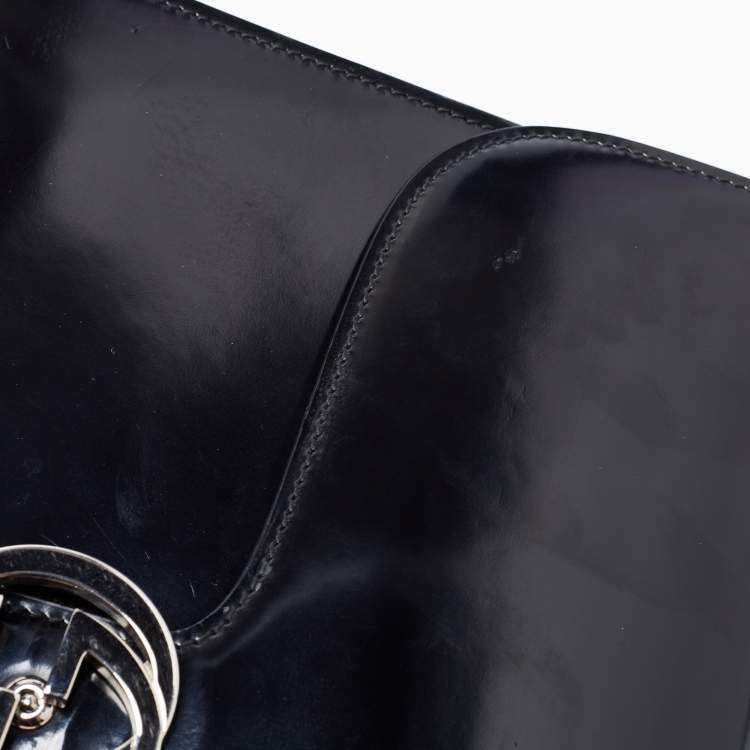 Pre Owned Gucci Black Leather Medium Interlocking G Shoulder Bag