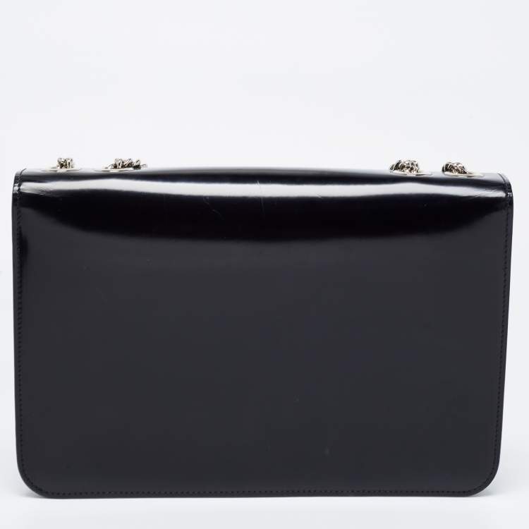 Pre Owned Gucci Black Leather Medium Interlocking G Shoulder Bag