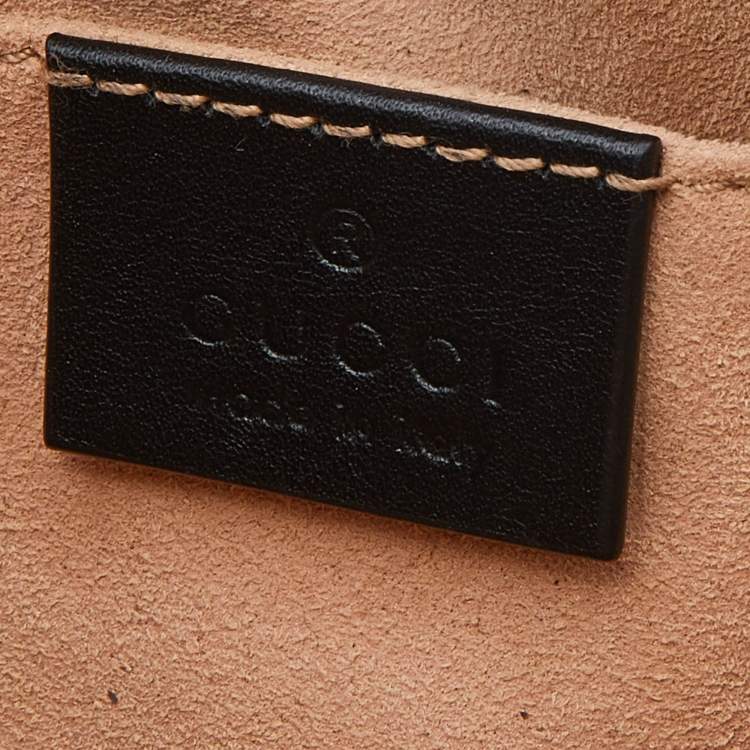 Pre Owned Gucci Black Matelassé Leather GG Marmont Belt Bag