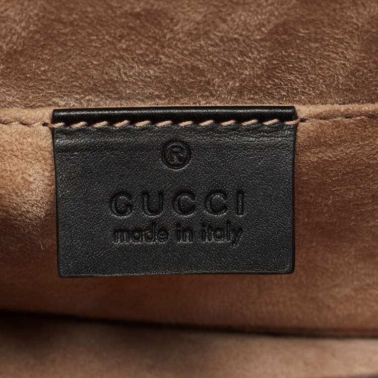 Pre Owned Gucci Black Leather Mini Web Chain Sylvie Top Handle Bag