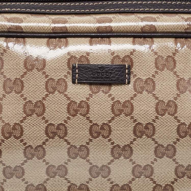 Pre Owned Gucci Beige/Brown GG Crystal Canvas and Leather Princy Satchel