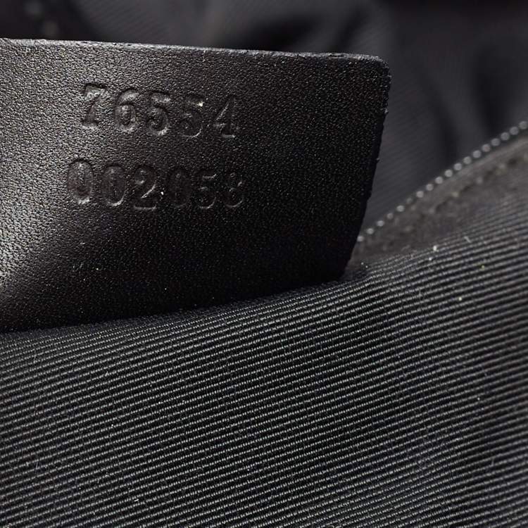 Pre Owned Gucci Black/Grey GG Denim and Leather Hobo