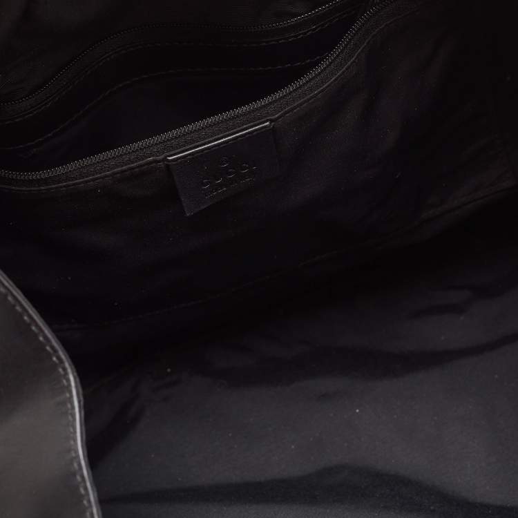 Pre Owned Gucci Black/Grey GG Denim and Leather Hobo