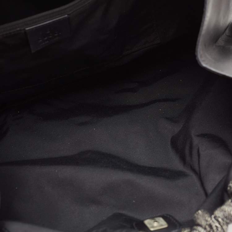 Pre Owned Gucci Black/Grey GG Denim and Leather Hobo