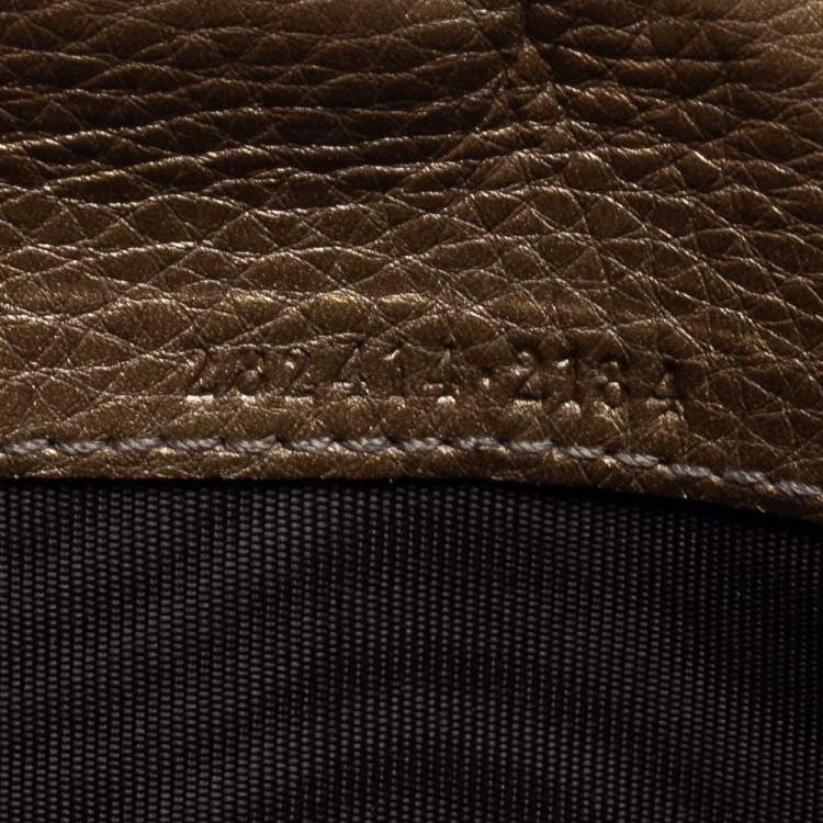 Pre Owned Gucci Metallic Beige Leather Soho Flap Continental Wallet