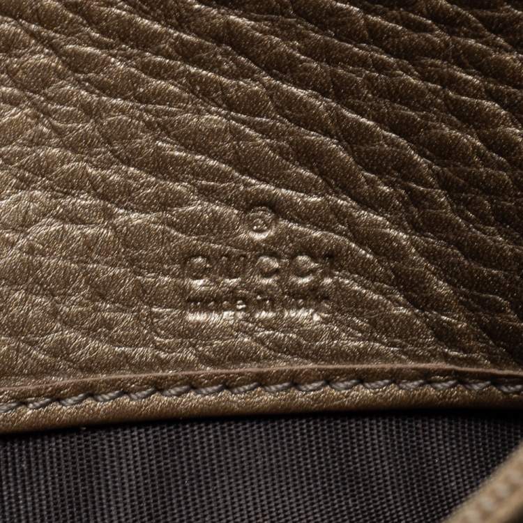 Pre Owned Gucci Metallic Beige Leather Soho Flap Continental Wallet